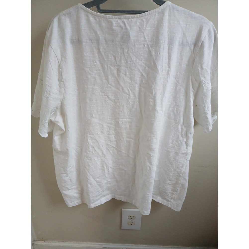 NWT Chico's Womens Size 3 White Eyelet Lace Sleeve Hem Tie T Shirt - Picture 6 of 14
